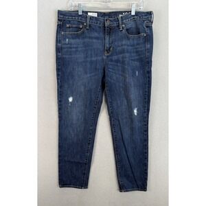 Gap Jeans Women's Size 30/10r Sexy Boyfriend Fit Stretch Distressed Blue‎ Denim